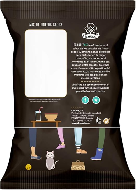 El Nogal Frutos Secos Cóctel de Frutos Secos Sabor Tex-Mex Bolsa, 125 G. SIN GLUTEN. APTO PARA CELÍACOS