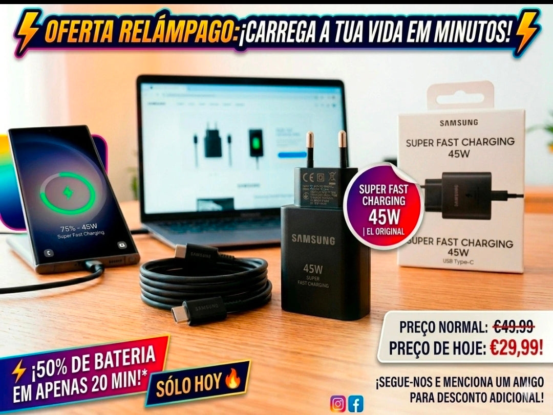 Cargador Samsung super carga rapida 45W tipo-c